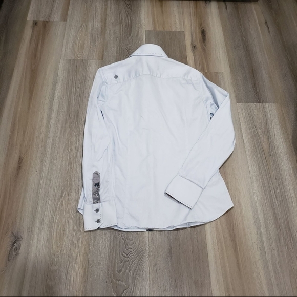 Jared Lang Designer button up shirt Women's Size 5 pale blue - Picture 8 of 10